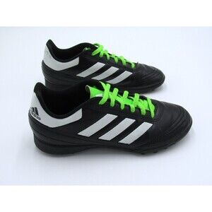 Adidas Indoor Soccer Cleats Youth Size 3.5 Black White Shoes Green #753002